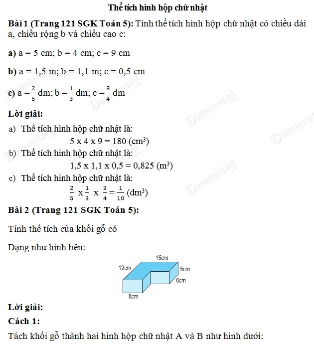 giai toan lop 5 the tich hinh hop chu nhat